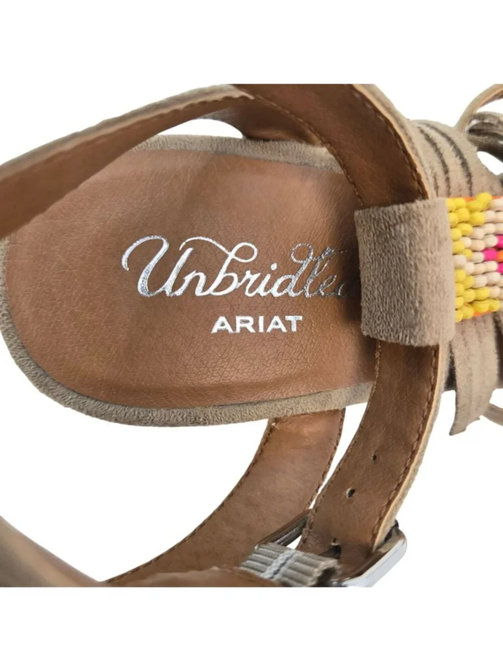 Ariat Unbridled Lolita Wedge Beaded Sandals Size 7.5 - Picture 4 of 10